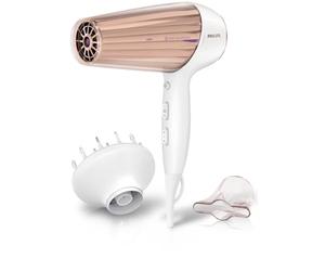 Philips Hair Dryer 7000, Preserve Hydration, 2300w, Ionico, Boquilla estrecha, Difusor, 3 temperaturas, 3 velocidades, HP8280/00, Blanco/Rosa, El embalaje puede variar