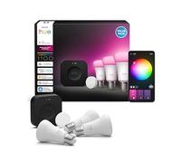 Philips Hue 1 Bridge Pro + 1 Smart Button + 3 Bombilla LED Inteligente E27 | 1100lm 8.1W, Luz Regulable Blanca y de Colores 2000-6500K, Control por App y Voz, Compatible con Alexa, Apple y Google Home