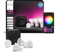 Philips Hue Kit Inicio Pro: Hue Bridge Pro + Smart button + 3 focos led inteligentes E27, Luz Blanca y Colores, funciona con Matter, Apple Home, Amazon Alexa, Google Assistant, Samsung SmartThings
