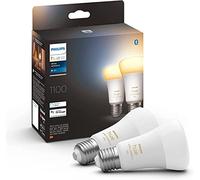 Philips Hue Ambiente Blanco Bombilla LED inteligente E27 A60 Pack de 2 | 1100lm, 10.5W, Luz Regulable de Cálida a Fría 2700-6500K, Control por App y Voz, Compatible con Alexa y Google y Apple Home