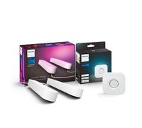 Philips Hue Barra de luz, Hue Play, Luz blanca y colores, Blanco 2 Unidades + Puente, Accesorio para bombillas y lámparas inteligentes Hue