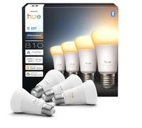 Philips Hue Bombilla A60 Smart LED, White Ambiance, E27 Base, 6 W, luz de espectro completo 1000-20.000 K, 806 lm, regulable, funciona con Alexa, Google Assistant y Apple Home, paquete de 4 unidades
