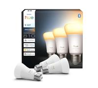 Philips Hue Bombilla A60 Smart LED, White Ambiance, E27 Base, 8 W, 1000-20.000 K, 810 lúmenes, regulable, funciona con Alexa, Google Assistant y Apple Home, paquete de 3 unidades