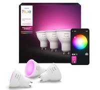 Philips Hue Bombilla Foco GU10, 3 Uds. | Luz White and Colour Ambiance, LED Inteligente, 400 lm, 4,2 W, Regulable, Control con Aplicación Bluetooth, Hogar Inteligente