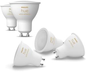Philips Hue Bombilla Foco GU10, 5 Uds. | Luz White Ambiance, LED Inteligente, 400 lm, 4,2 W, Regulable, Control por Aplicación Bluetooth, Hogar Inteligente