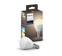 Philips Hue Bombilla inteligente LED esférica E14 (4.5 x 7.8, 5. 2 W, Bluetooth, luz blanca cálida, compatible con Alexa y Google Home)