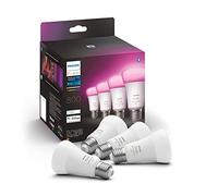 Philips Hue - Bombilla LED Inteligente, A60 E27, Luz Blanca y de Colores, 6.5W (Eq. 60W), 806 Lumens, Compatible con Alexa y Google Home - Pack de 4 Bombillas LED Inteligentes