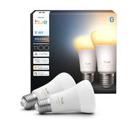 Philips Hue Bombilla LED Inteligente A60, White Ambiance, E27, 8,1 W, luz de espectro completo 1000 K-20.000 K, 1100 lm, regulable, funciona con Alexa, Google Assistant y Apple Home, Pack de 2