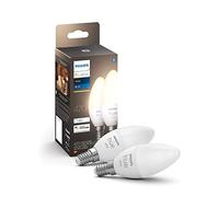 Philips Hue - Bombilla LED Inteligente, B39 E14, Luz Blanca Cálida Regulable, 5.5W 470 Lumens, Compatible con Alexa y Google Home - Pack de 2 Bombillas LED Inteligentes