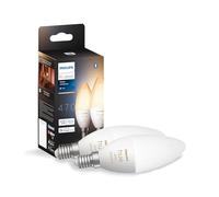 Philips Hue - Bombilla LED Inteligente, B39 E14, Luz Blanca de Cálida a Fría, 5.2W 470 lúmens Compatible con Alexa y Google Home - Pack de 2 Bombillas LED inteligentes