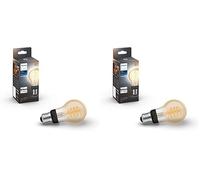 Philips Hue - Bombilla LED Inteligente de Filamento, A60 E27, Luz Blanca de Cálida a Fría, 7W 550 lúmens, Compatible con Alexa y Google Home (Paquete de 2)