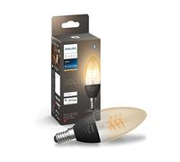 Philips Hue - Bombilla LED Inteligente de Filamento, Luz Blanca Cálida Regulable, casquillo E14 tipo vela 4.5W 300 Lúmens, Compatible con Alexa y Google Home