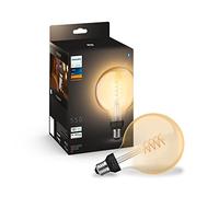 Philips Hue - Bombilla LED Inteligente de Filamento, Luz Blanca Regulable, casquillo E27 tipo G125, 7.2W 550 Lúmens, Compatible con Alexa y Google Home