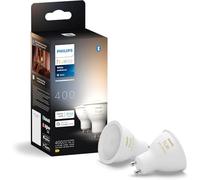 Philips Hue - Bombilla LED Inteligente, GU10, Luz Blanca de Cálida a Fría, 4.2W 400 lúmens, Compatible con Alexa y Google Home - Pack de 2 Bombillas LED inteligentes