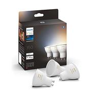 Philips Hue - Bombilla LED Inteligente, GU10, Luz Blanca de Cálida a Fría, 4.3W 350 Lumens, Compatible con Alexa y Google Home - Pack de 3 Bombillas LED inteligentes