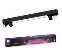 Philips Hue Centris Lámpara de Techo con 4 Focos GU10, 4.2W,Luz Blanca y de Colores,Regulable,16 millones de colores,Control por Voz y App,Compatible con Alexa,Google Home,SmartThings,Apple Home,Negro