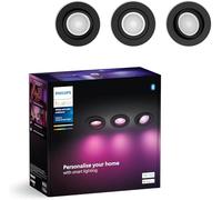 Philips Hue Centura Pack de 3 focos empotrables redondos, Luz Blanca y de Colores Regulable, Control por Voz y App, Compatible con Alexa y Google Home, Negro