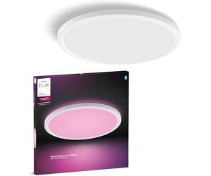Philips Hue Devote Plafón Delgado para Techo, M, 421 mm, Redondo, Blanco | Luz White and Colour Ambiance, LED inteligente, 23 W, Regulable, Control por Aplicación Bluetooth, Hogar Inteligente