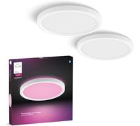 Philips Hue Devote Plafón Delgado, S, 291 mm, Redondo, 2 Uds, Blanco | Luz White and Colour Ambiance, LED Inteligente, 16,6 W, Regulable, Control por Aplicación Bluetooth, Hogar Inteligente