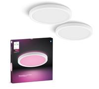 Philips Hue Devote Smart LED Panel Light, Ambiente Blanco y Color, Redondo 30cm, 16.6W, 2000 Lumens, Marco Blanco para Iluminación Interior del Hogar, Techo, Sala de Estar, Cocina, Pasillo, 2 Pack