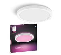 Philips Hue Devote Smart LED Panel Light, Ambiente blanco y de color, redondo 30 cm, 16,6 W, 2000 lúmenes, marco blanco para iluminación interior del hogar, techo, salón, cocina, pasillo