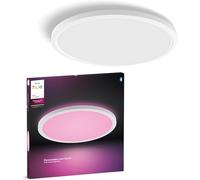Philips Hue Devote Smart LED Panel Light, Ambiente blanco y de color, redondo 43 cm, 23 W, 2900 lúmenes, marco blanco para iluminación interior del hogar, techo, salón, cocina, pasillo