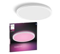 Philips Hue Devote Smart LED Panel Light, Ambiente blanco y de color, redondo 43 cm, 23 W, 2900 lúmenes, marco blanco para iluminación interior del hogar, techo, salón, cocina, pasillo