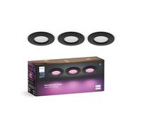 Philips Hue Downlights Slim (Pack de 3un), 90 mm, luz blanca y de color, compatible con Bluetooth, control por voz con Alexa, Apple Home y Google Assistant, en negro