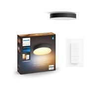 Philips Hue Enrave M Lámpara LED de Techo Inteligente + Interruptor Negra | Luz Blanca de Cálida a Fría, Con Interruptor Inalámbrico, Control por App y Voz, Compatible con Alexa, Google y Apple Home
