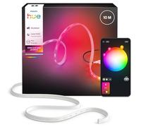 Philips Hue Flux Tira LED inteligente 10M, RGB, 1100 lm, iluminación exterior, tecnología Chromasync™, resistente al agua, baja tensión, control por app y voz, con Alexa