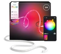 Philips Hue Flux Tira LED inteligente 5M, RGB, 1100 lm, iluminación exterior, tecnología Chromasync™, resistente al agua, baja tensión, control por app y voz, con Alexa