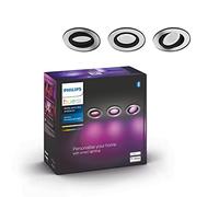 Philips Hue - Foco Inteligente Empotrable Hue Centura 5.7W, 350 lm, Luz Blanca y de Colores, compatible con Alexa y Google Home - Aluminio, Pack de 3 [Clase de eficiencia energética G]