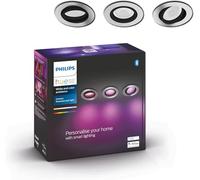 Philips Hue - Foco Inteligente Empotrable Hue Centura 5.7W, 350 lm, Luz Blanca y de Colores, compatible con Alexa y Google Home - Aluminio, Pack de 3 [Clase de eficiencia energética G]