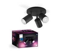Philips Hue Fugato Foco de 3 Luces LED Inteligentes Regulables, Negro | Luz Blanca y de Colores, Control por App y Voz, Compatible con Alexa, Google y Apple Home, Incluye 3 Bombillas LED GU10 350lm