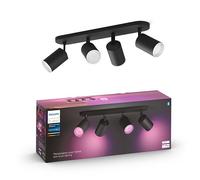 Philips Hue Fugato Foco de 4 Luces LED Inteligentes Regulables, Negro | Luz Blanca y de Colores, Control por App y Voz, Compatible con Alexa, Google y Apple Home, Incluye 4 Bombillas LED GU10 350lm