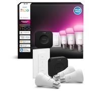 Philips Hue Kit de inicio blanco y colores ambiente, E27 - 3 luces LED inteligentes, Bridge Pro, Dimmer