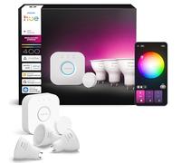 Philips Hue Kit Inicio Pro: Bridge, Smart button, 3 bombillas led inteligentes GU10, Luz Blanca y Colores, funciona con Apple Home, Amazon Alexa, Google Assistant, Samsung SmartThings