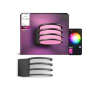 Philips Hue Lucca Aplique de Pared para Exterior, Luz Blanca y de Color Ajustable, Brillante, 1100 lm, con Bombilla A60, Regulable, IP44 Resistente a Intemperie, Compatible con Matter, Zigbee