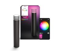 Philips Hue Lucca Lámpara de Poste para Exterior, Luz Blanca y de Color Ajustable, Brillante, 1100 lm, con Bombilla A60, Regulable, IP44 Resistente a Intemperie, Compatible con Matter, Zigbee