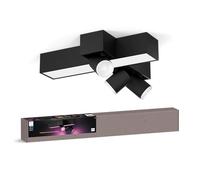 Philips Hue White & Color Ambiance Centris foco en cruz de 3 piezas, regulable, 16 millones de colores, controlable mediante app, compatible con Amazon Alexa, negro