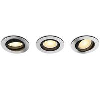 Philips Hue Milliskin - Foco Empotrable LED Inteligente, Luz Blanca de Cálida a Fría, Regulable, Compatible con Alexa y Google Home, Color Aluminio - Pack de 3