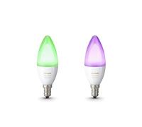Philips Hue Pack 2 Bombillas Inteligentes LED E14, Luz Blanca, Compatible con Alexa y Google Home, 6.5 W, White and Color Ambiance