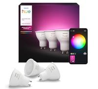 Philips Hue - Pack 3 Bombillas Led inteligentes, GU10, Luz Blanca y de Colores, 4.2W 400 lúmens, con Bluetooth, Compatible con Alexa y Google Home