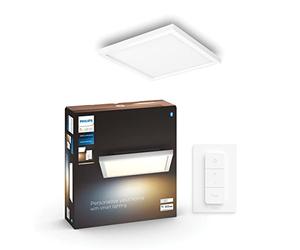 Philips Hue - Panel Led Inteligente Aurelle, 19W-1940 lúmens, Luz Blanca de Cálida a Fría, Compatible con Alexa y Google Home, 30x30cm, Blanco