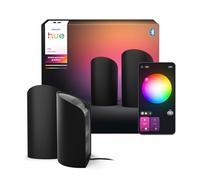 Philips Hue Play Bañador de pared inteligente, negro, luz blanca y de color con tecnología ColorCast, compatible con Bluetooth, control por voz con Alexa, Apple Home y Google Assistant, paquete de 2