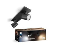 Philips Hue Runner Lámpara de 2 Focos LED Inteligentes + Interruptor, Negro | Bombillas LED GU10 5W 400lm, Luz Blanca de Cálida a Fría, Control por App y Voz, Compatible con Alexa, Google y Apple Home