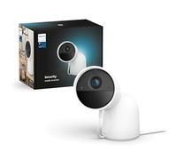 Philips Hue Secure Cámara de Video Vigilancia Inteligente con Base para Exteriores o Interiores, Versión con Cable, Full HD Video, Control de Seguridad e Iluminación en una Sola App, Blanco
