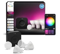Philips Hue Starter Kit: Bridge Pro + 3 GU10 Smart Bulbs + Smart Button, White and Colour Ambiance, Smart Light Hub, compatible with Alexa, Google Assistant, Samsung SmartThings, Apple Home