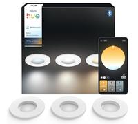 Philips Hue White Ambiance Adore Juego de 3 focos empotrables, Cromo, 3 x 5 W, iluminación de baño regulable, todo blanco, controlable mediante app, compatible con Amazon Alexa.