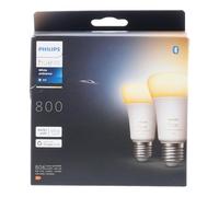Philips Hue White Ambiance E27 LED bulb, 800lm, warm to cool white, dimmable, controllable via app, compatible with Amazon Alexa (Echo, Echo Dot), pack of 2, old generation